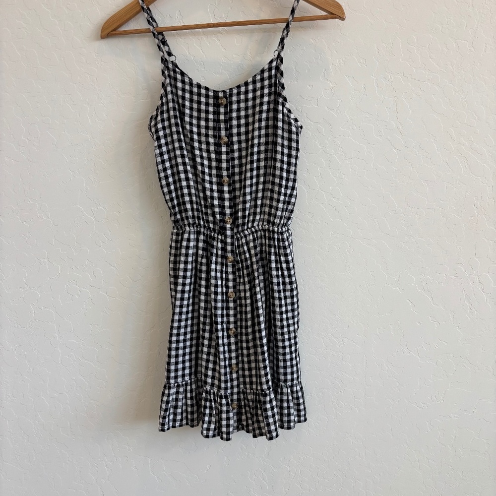 Abercrombie Kids black and white gingham dress, size 13/14, cottagecore